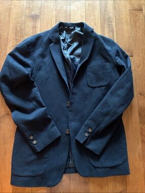 Men's Navy Knit Blazer Jacket